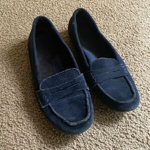 Blue suede loafer